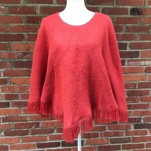 Lester Orange Alpaca Blend Poncho Cape One Size